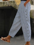 Linaya - Striped Button Trousers
