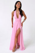LILLI | Stylish Halter Neck Maxi Dress with High Slit