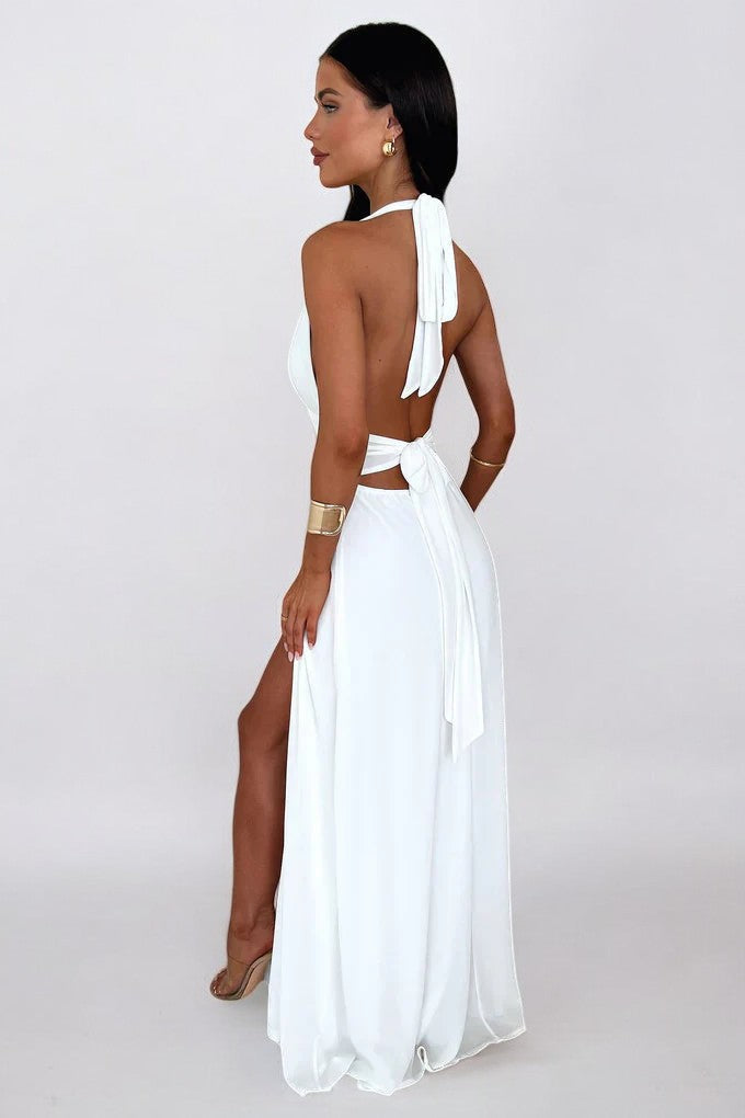 LILLI | Stylish Halter Neck Maxi Dress with High Slit
