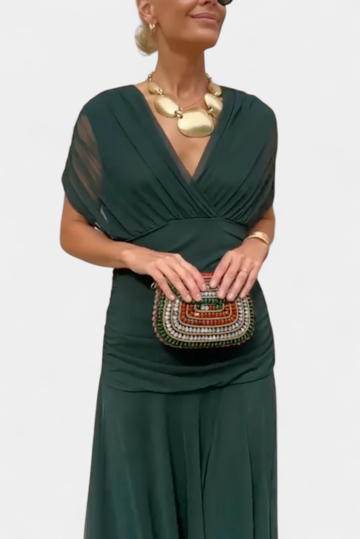 Women's V-Neck Wrap Midi Dress