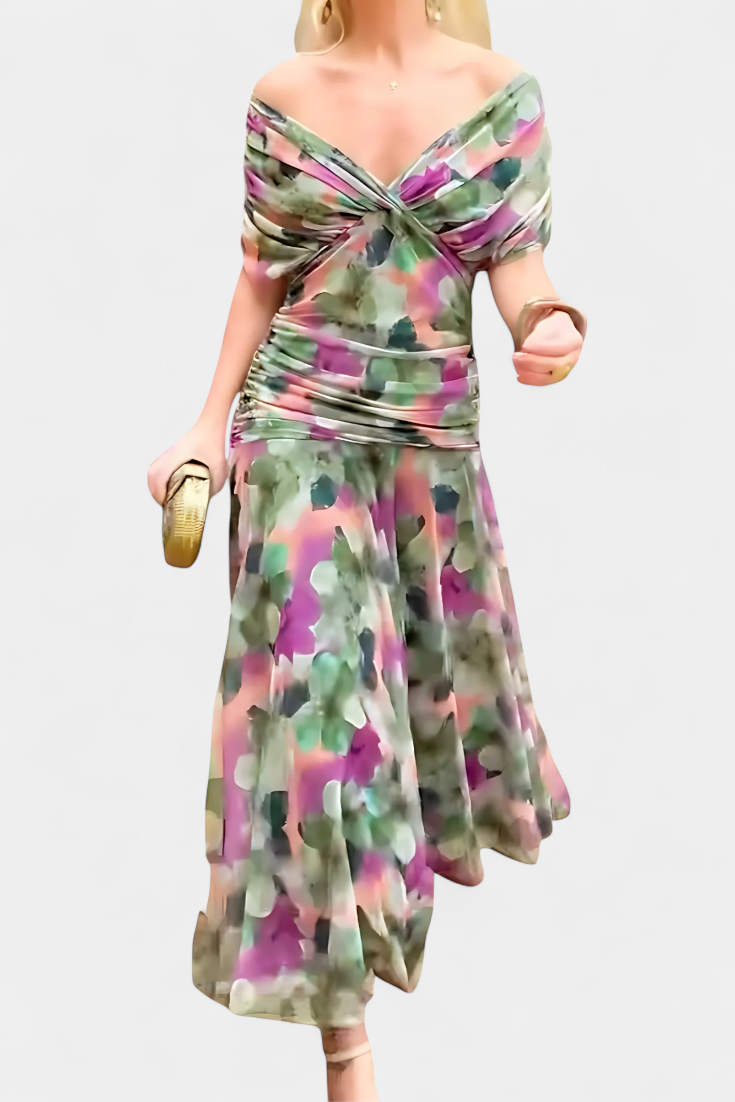 Women's V-Neck Wrap Midi Dress
