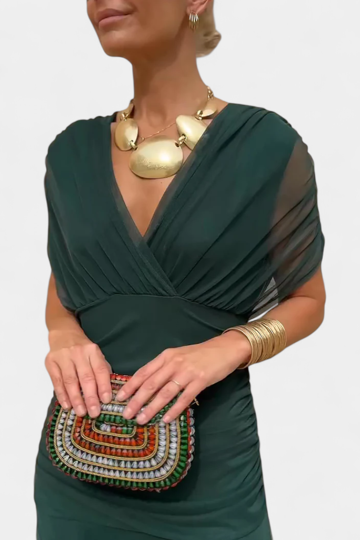 Women's V-Neck Wrap Midi Dress