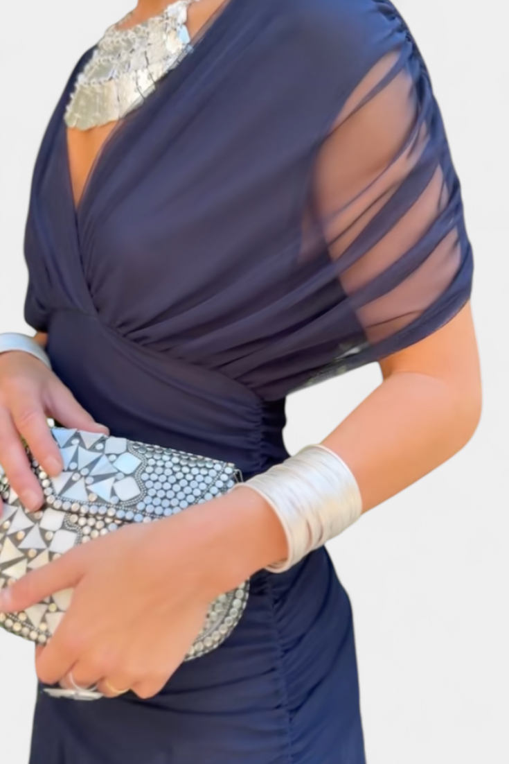 Women's V-Neck Wrap Midi Dress