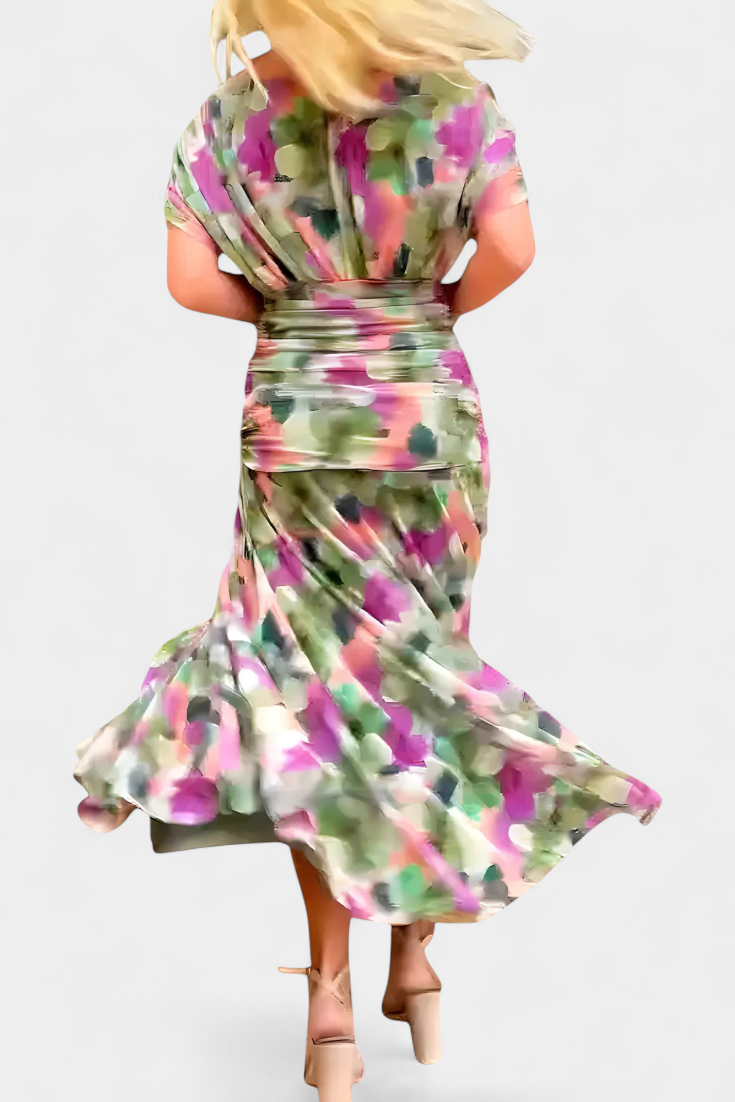 Women's V-Neck Wrap Midi Dress