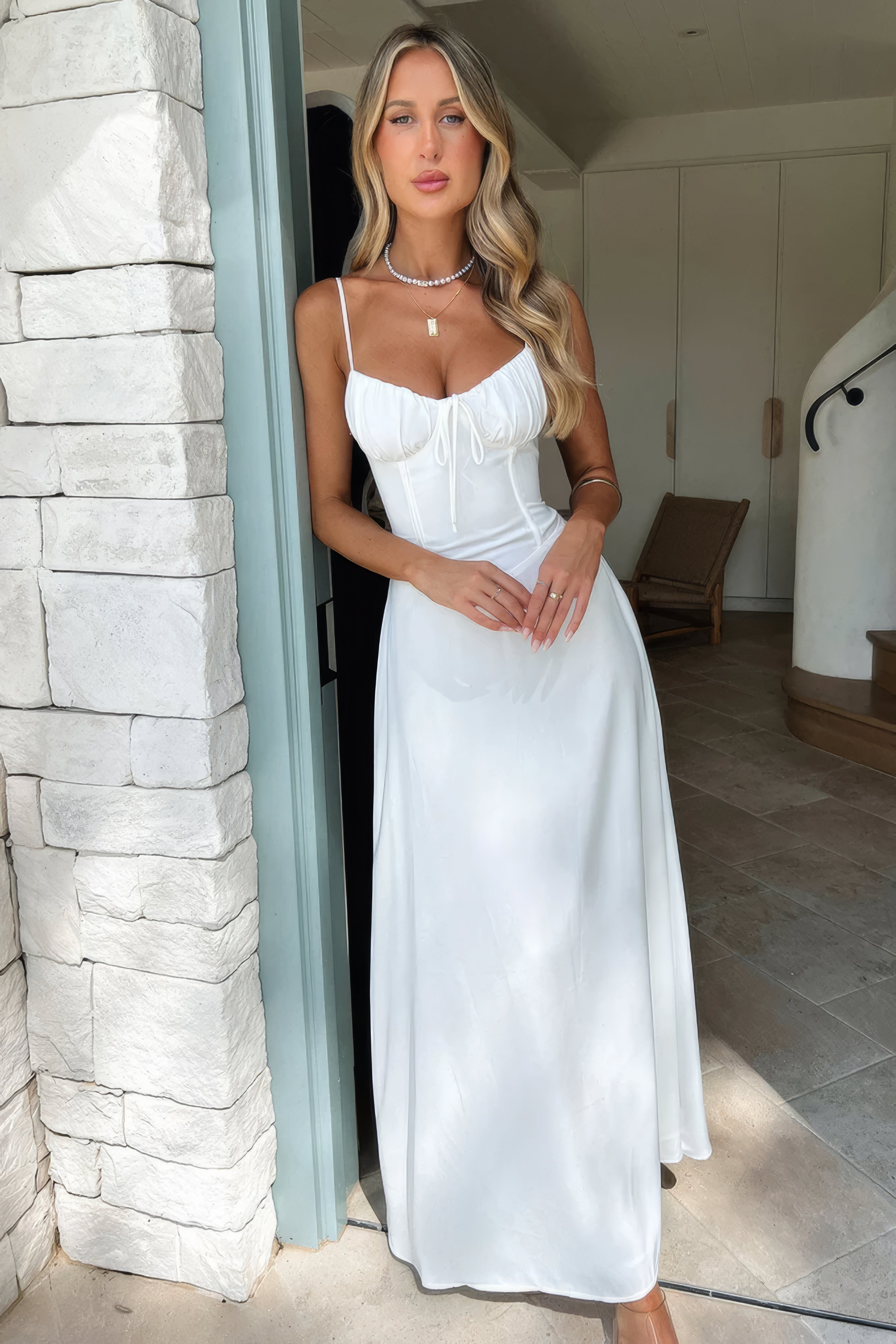 Women's Spaghetti Strap A-Line Maxi Dress