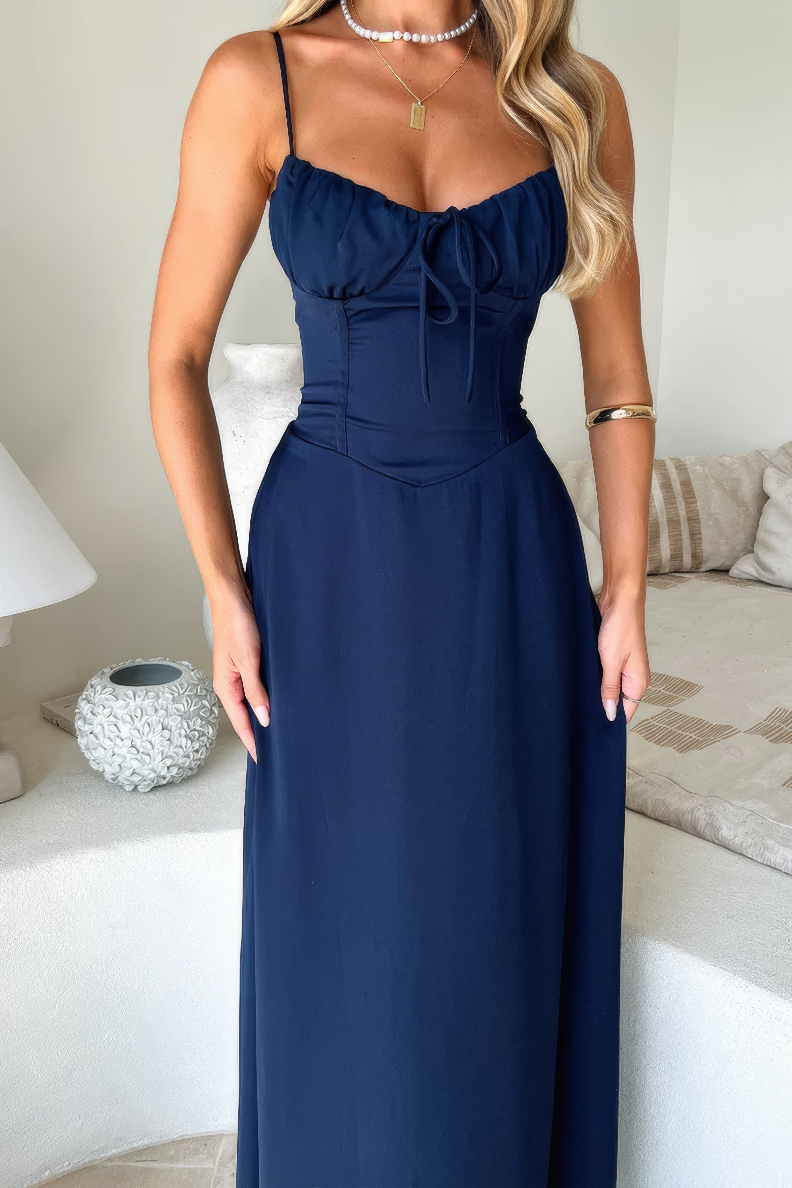 Women's Spaghetti Strap A-Line Maxi Dress