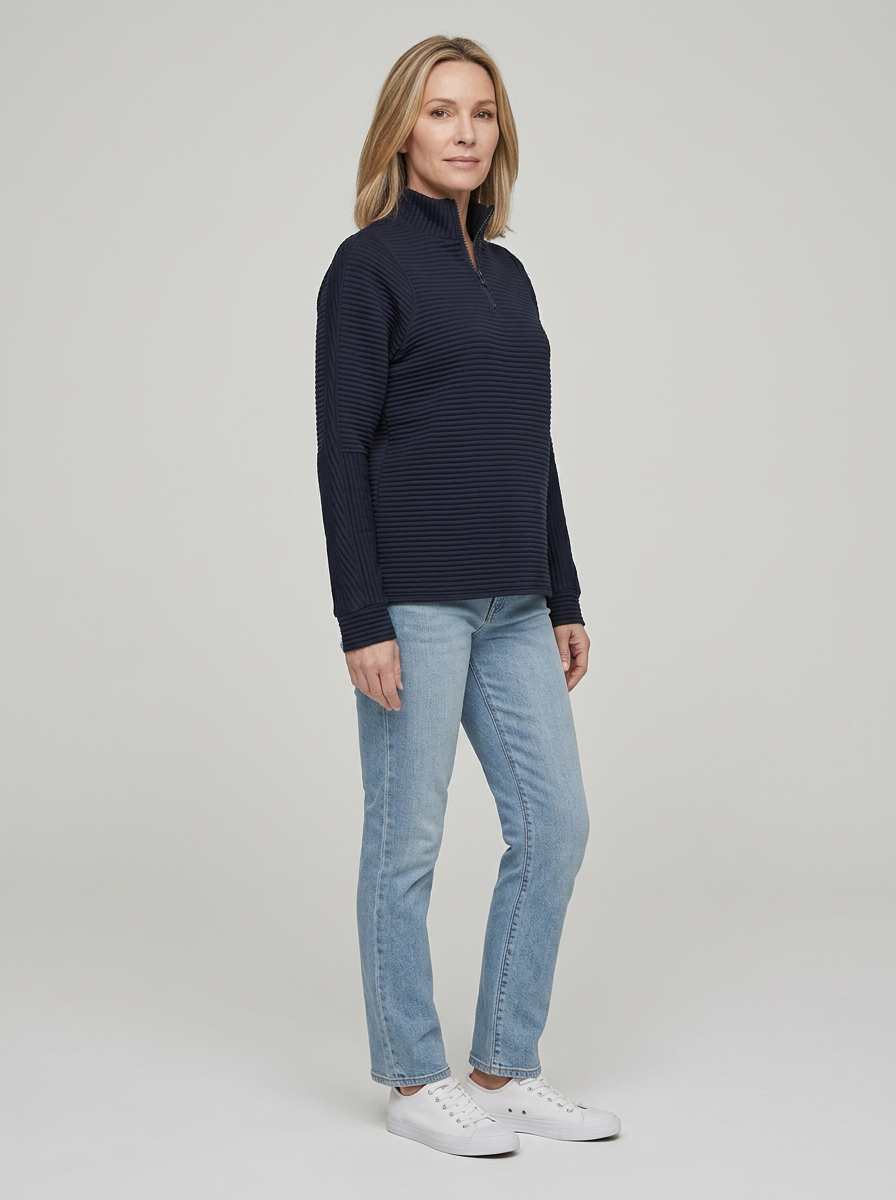 Elowyn | Ribbed Half Zip Pullover For Women