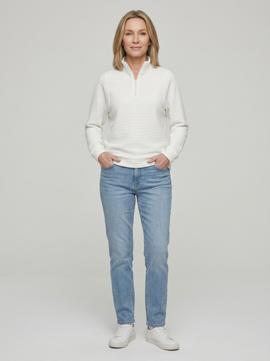 Elowyn | Ribbed Half Zip Pullover For Women