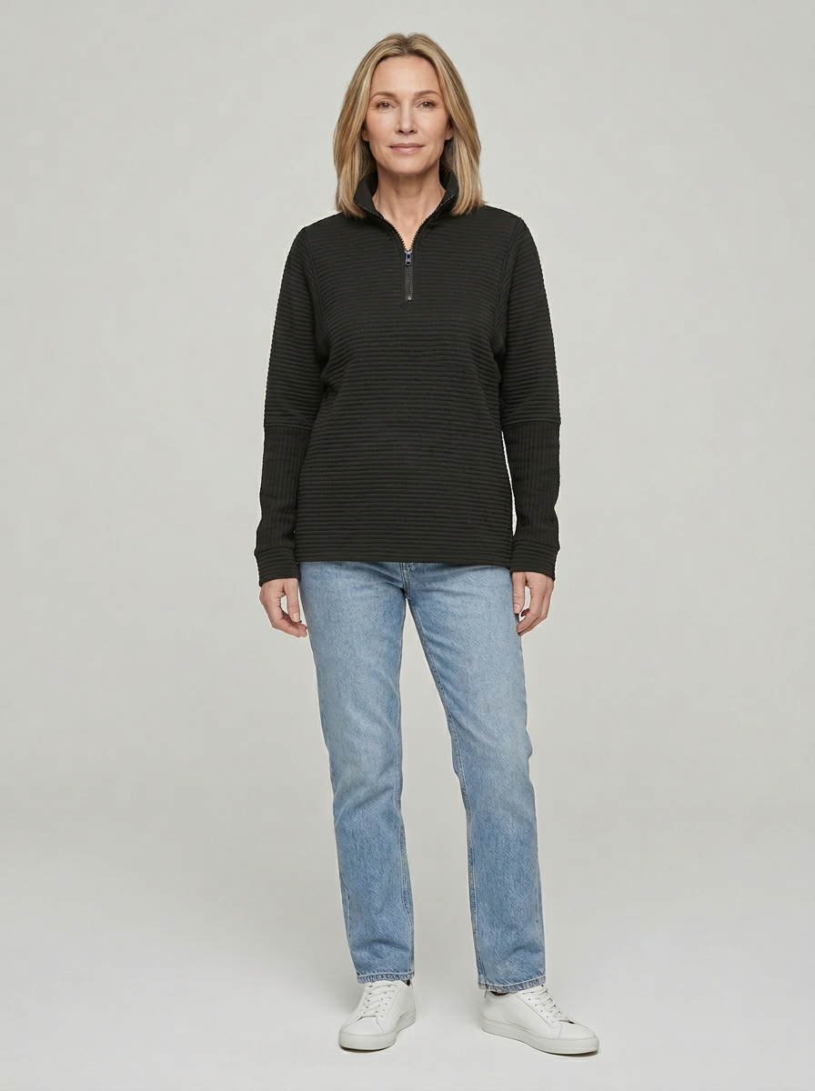 Elowyn | Ribbed Half Zip Pullover For Women