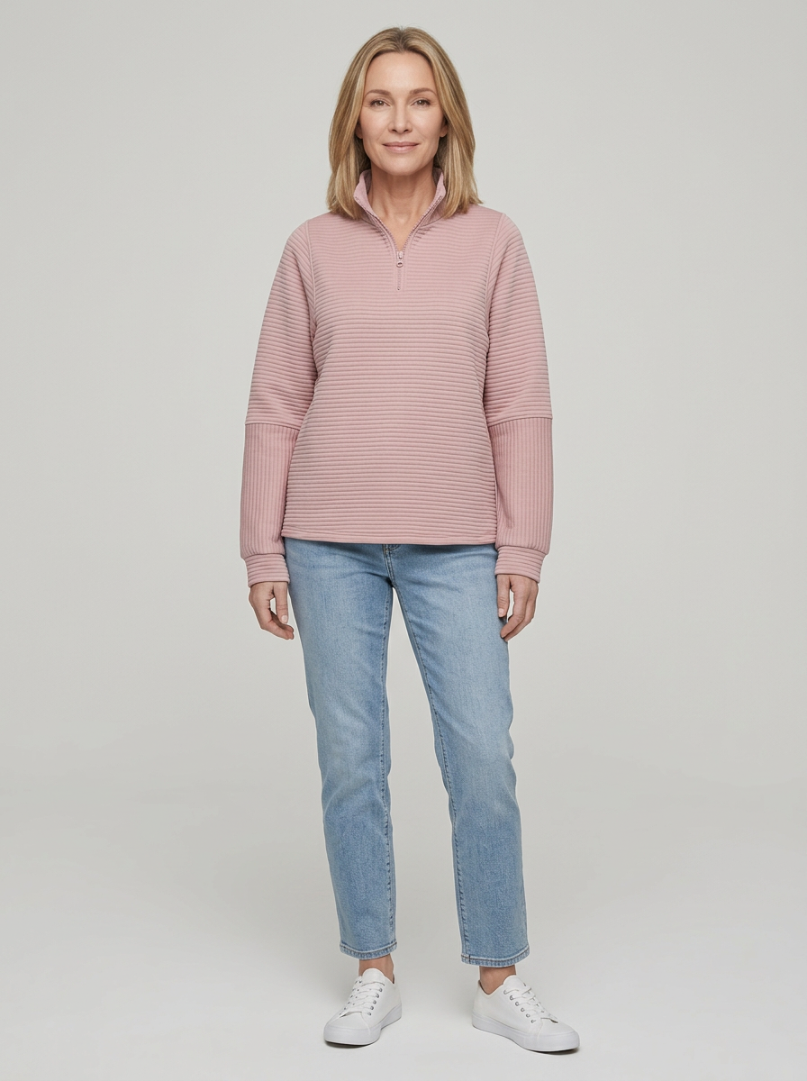 Elowyn | Ribbed Half Zip Pullover For Women