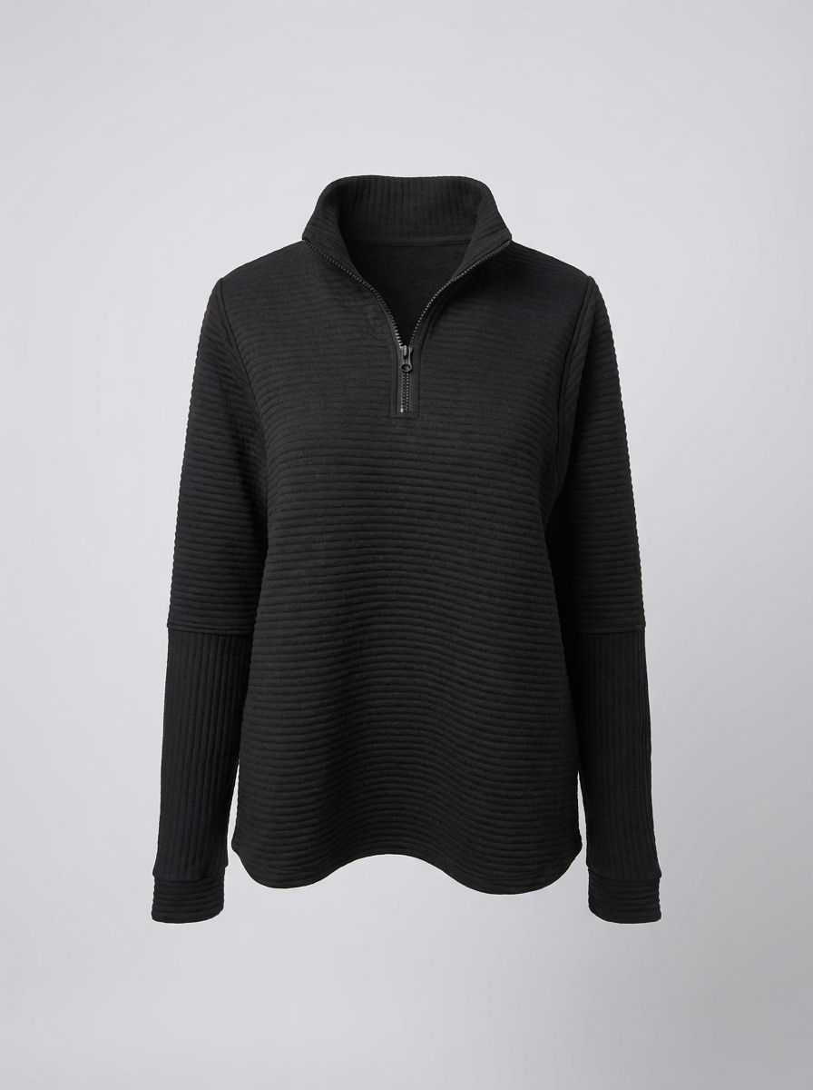 Elowyn | Ribbed Half Zip Pullover For Women
