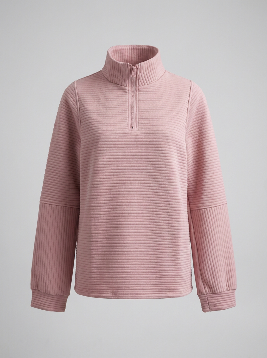 Elowyn | Ribbed Half Zip Pullover For Women