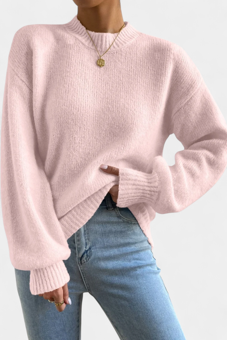Mae Round Neck Jumper with Balloon Sleeves