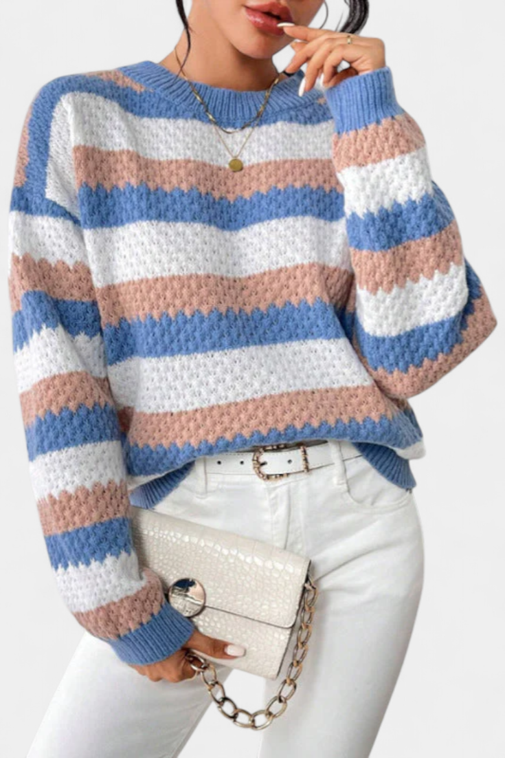 Kristen Striped Oversized Round Neck Jumper