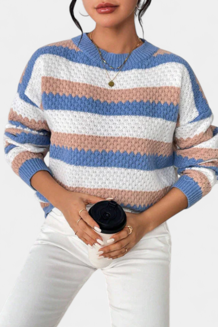 Kristen Striped Oversized Round Neck Jumper