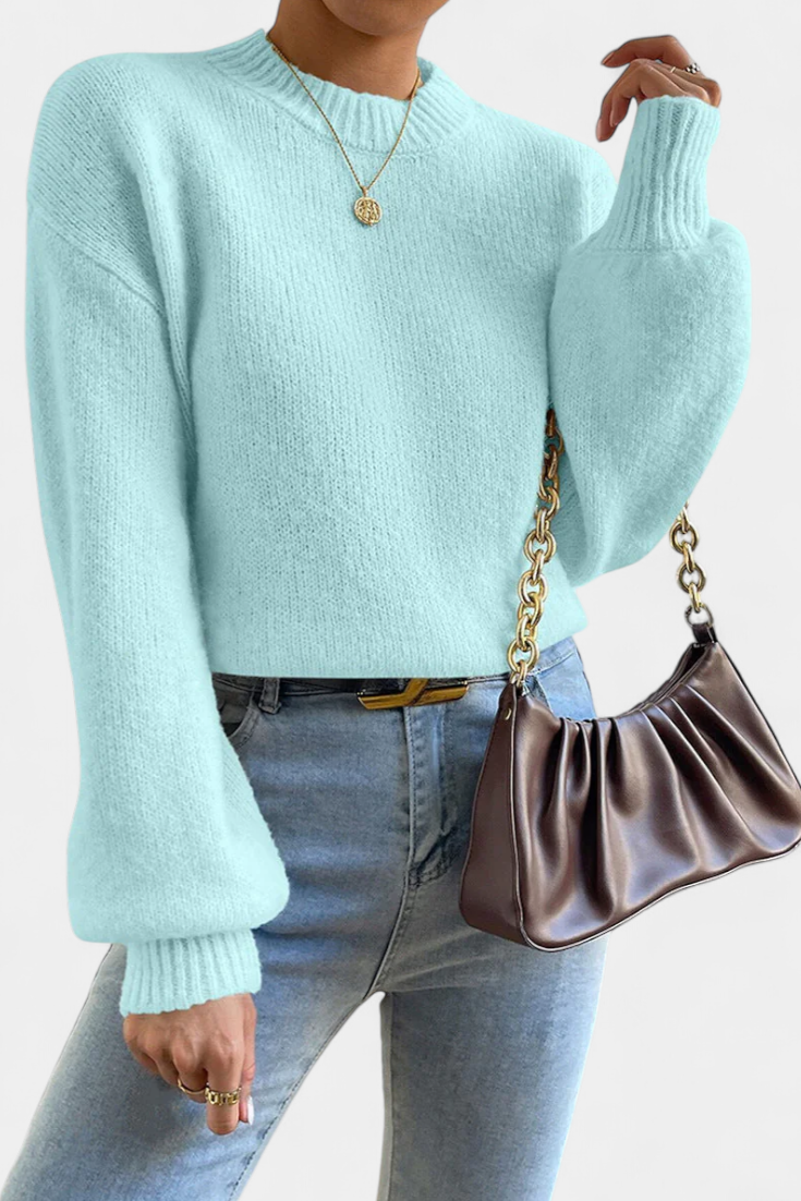 Mae Round Neck Jumper with Balloon Sleeves