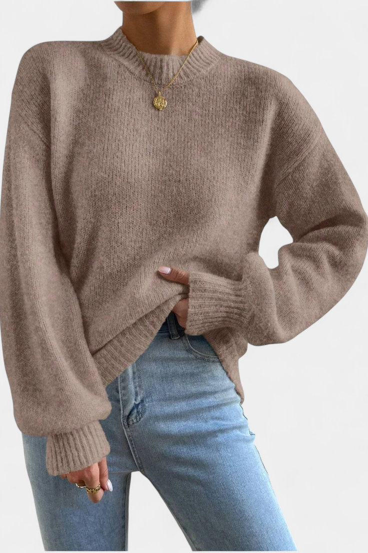 Mae Round Neck Jumper with Balloon Sleeves