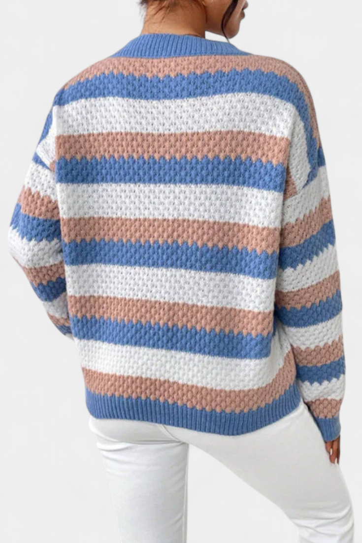 Kristen Striped Oversized Round Neck Jumper