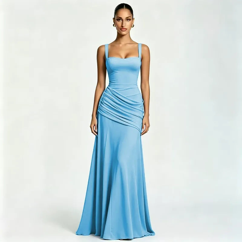 ENIE | Maxi Dress with Ruched Square Neckline