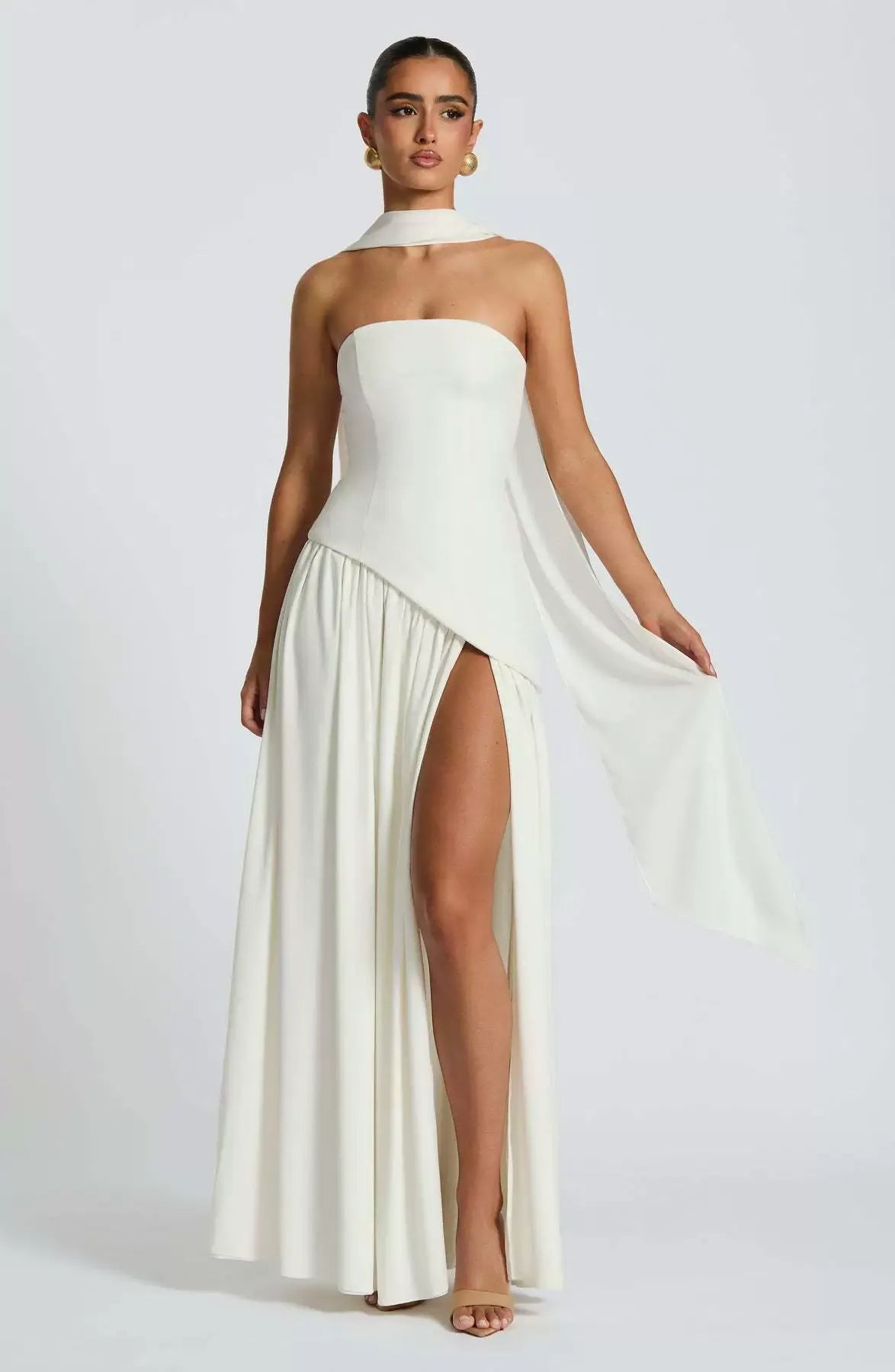 LINA | Strapless Maxi Dress with High Split
