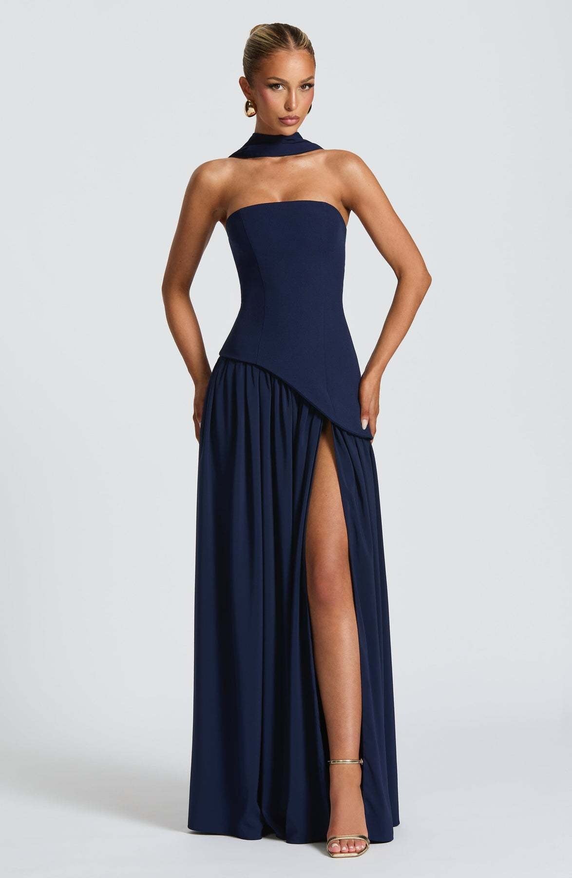 LINA | Strapless Maxi Dress with High Split