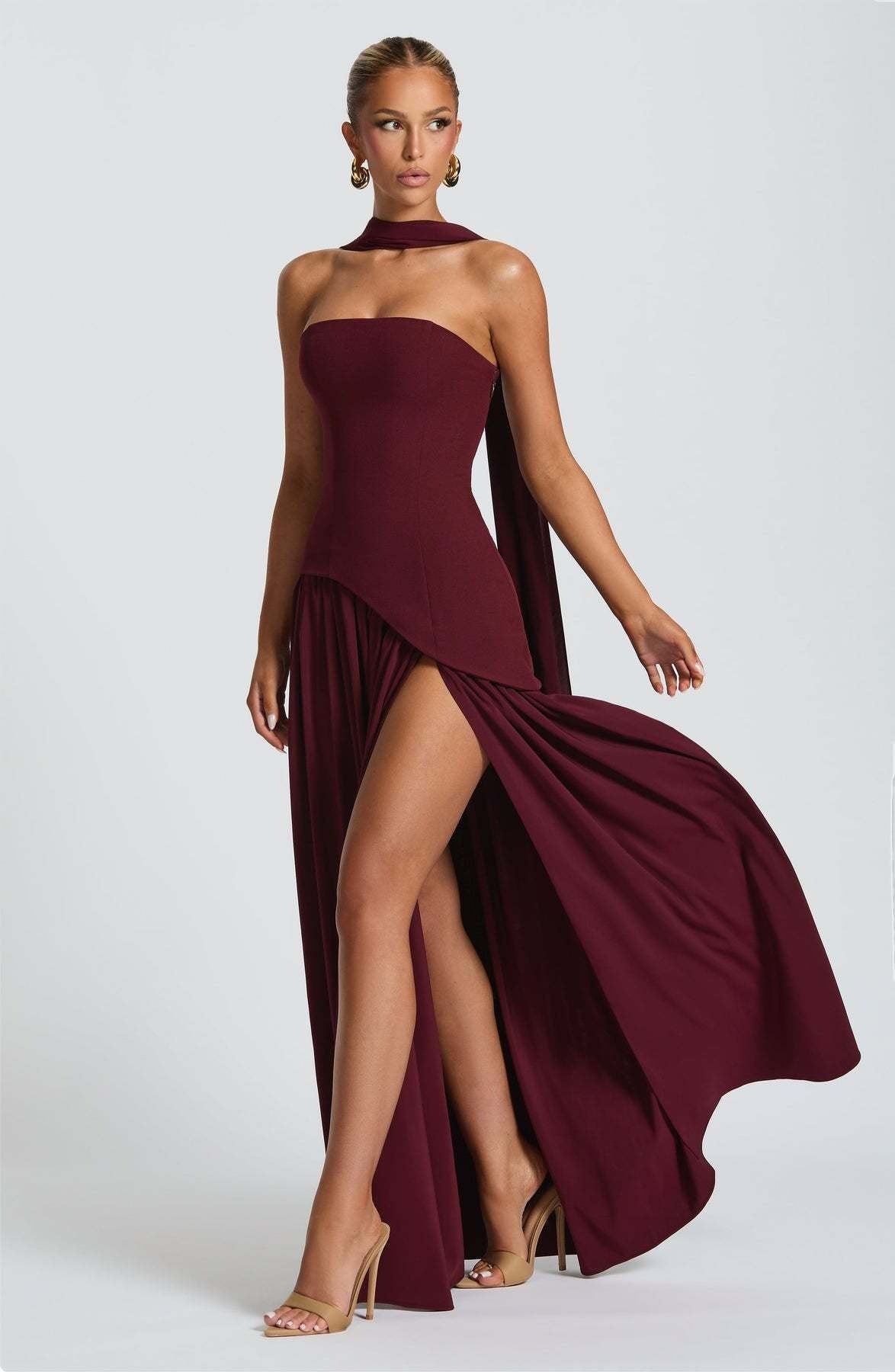 LINA | Strapless Maxi Dress with High Split