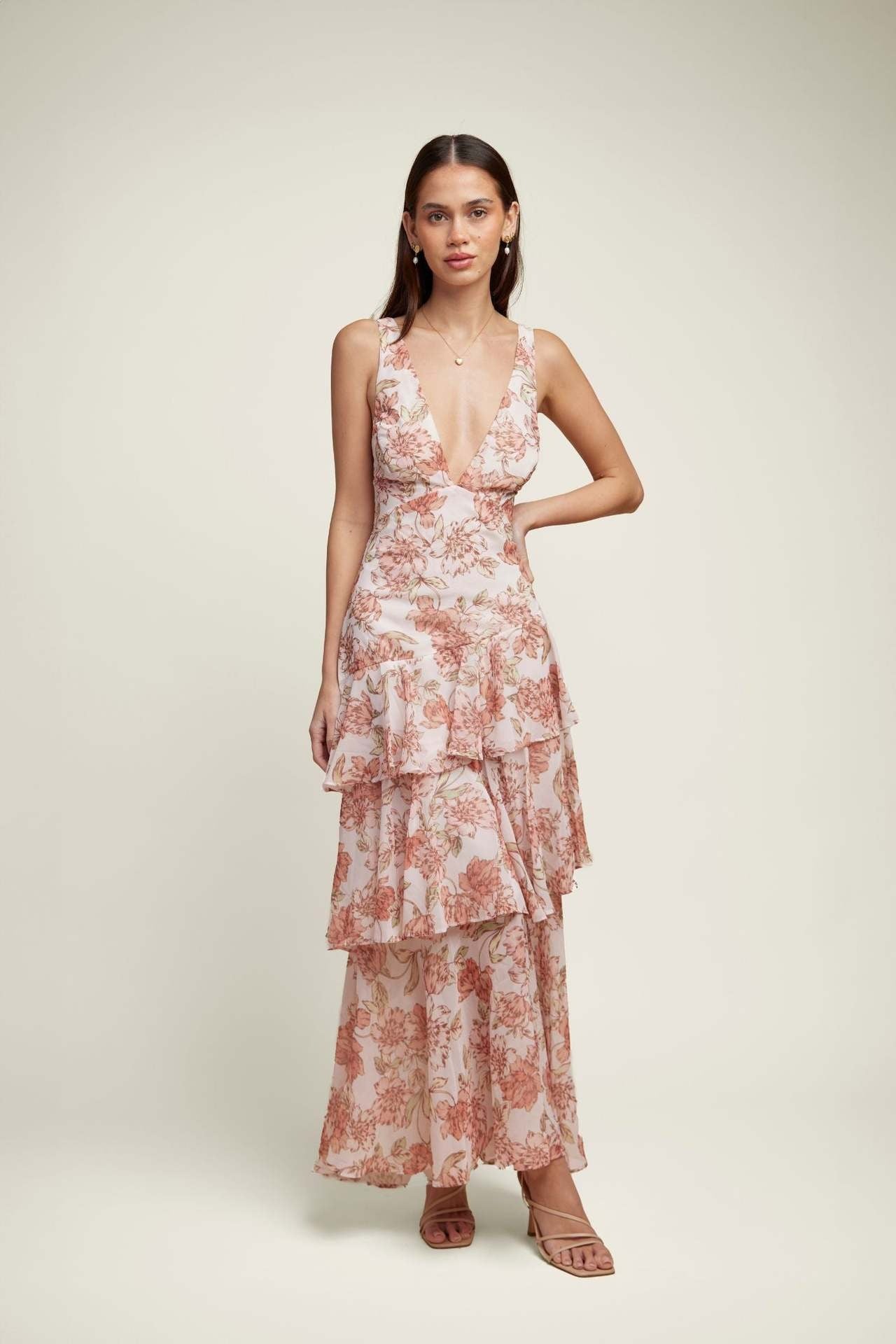 LISA | Floral Ruffle Maxi Dress