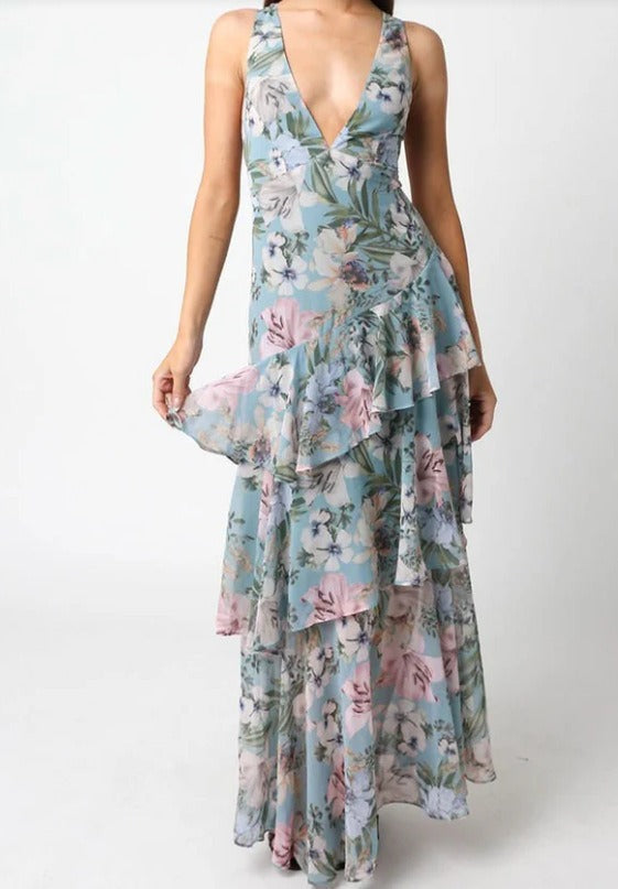 LISA | Floral Ruffle Maxi Dress