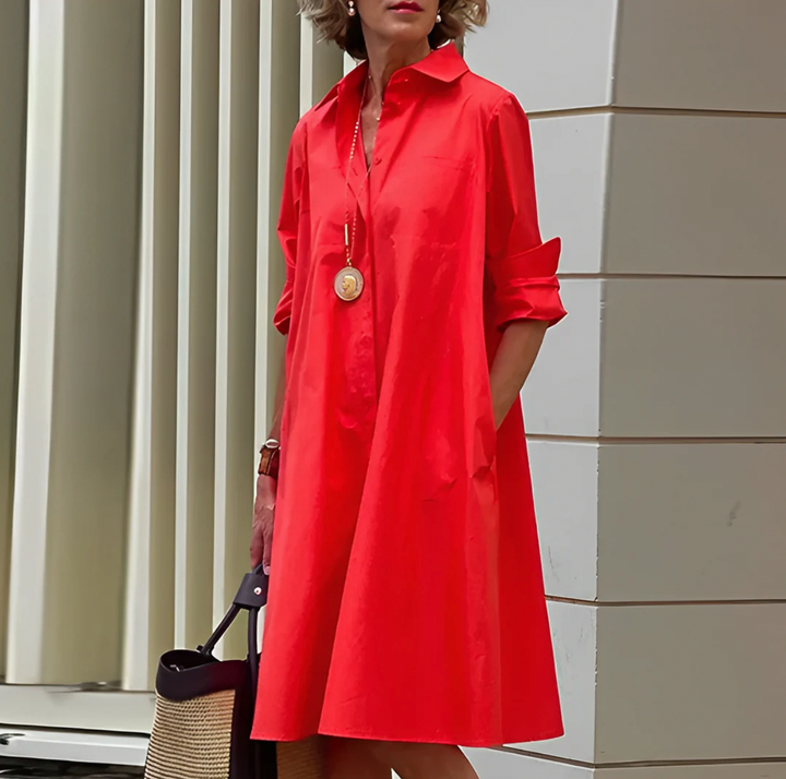 Women’s A-Line Midi Dress with Buttons