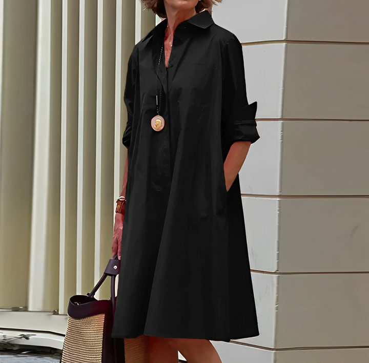Women’s A-Line Midi Dress with Buttons