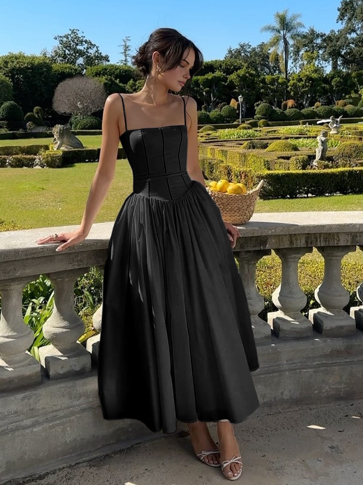 Ladies' Spaghetti Strap A-Line Midi Dress