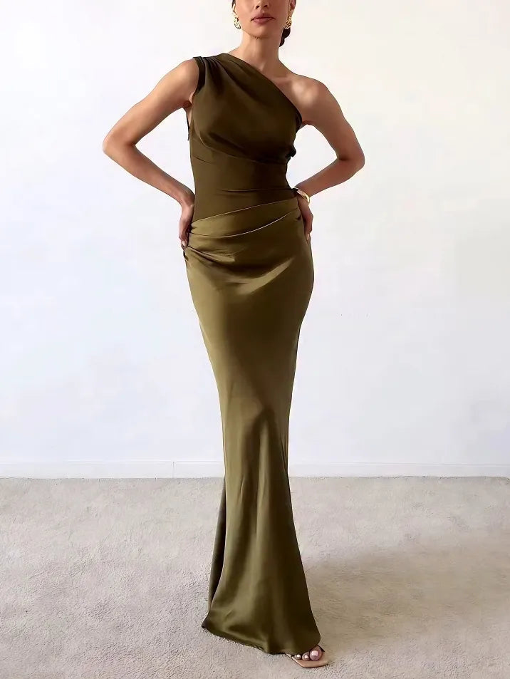 Ladies One Shoulder Evening Maxi Dress
