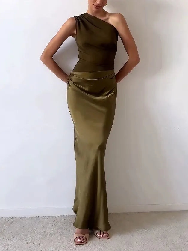 Ladies One Shoulder Evening Maxi Dress