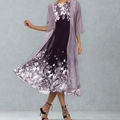 Ladies' Floral A-Line Midi Dress with Jacket