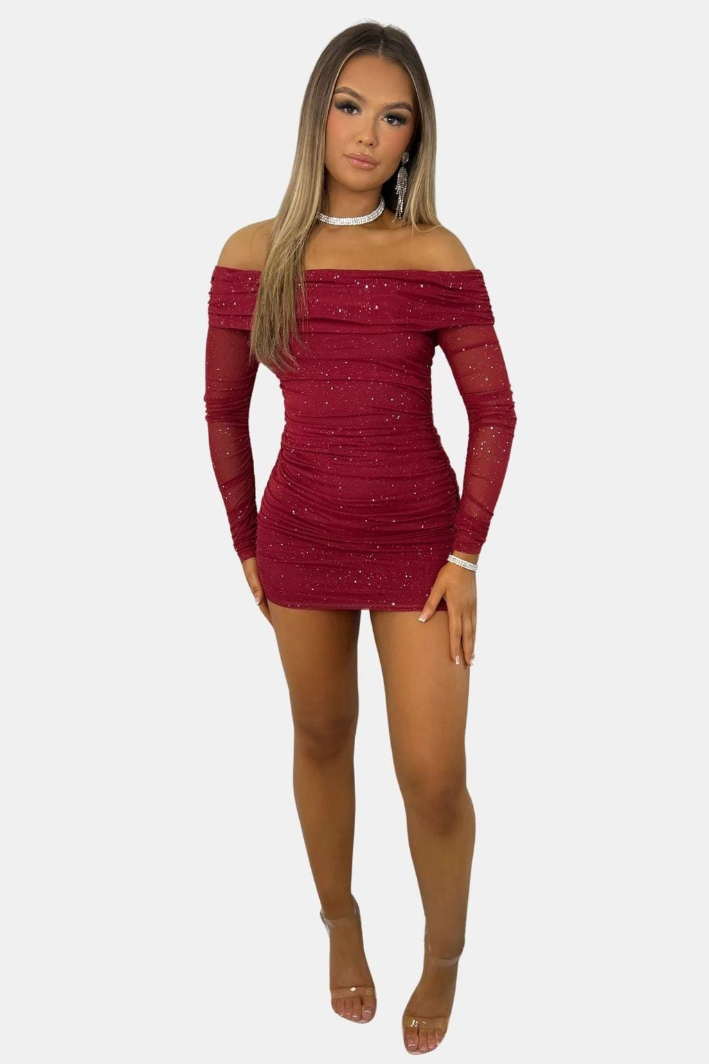 Ladies Long Sleeve Off-the-Shoulder Mini Dress