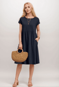 Ladies Short Sleeve A-Line Midi Dress