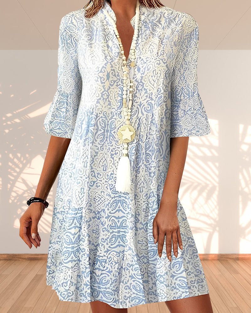 Ladies V-Neck A-Line Mini Dress
