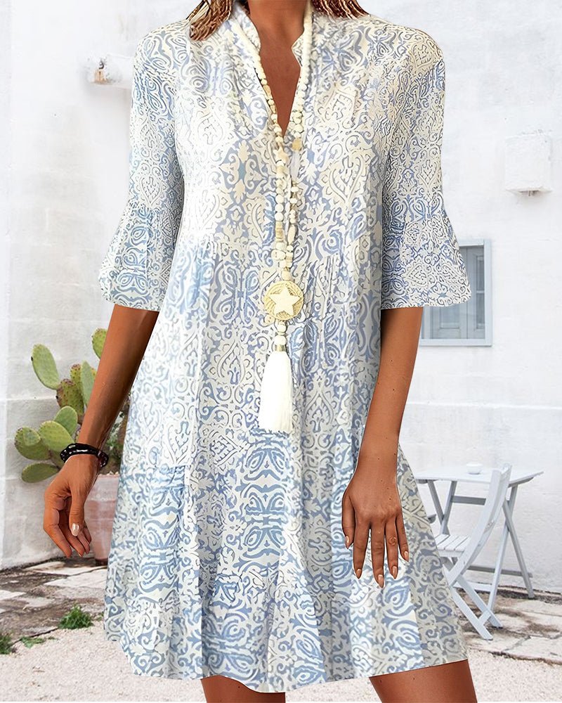 Ladies V-Neck A-Line Mini Dress