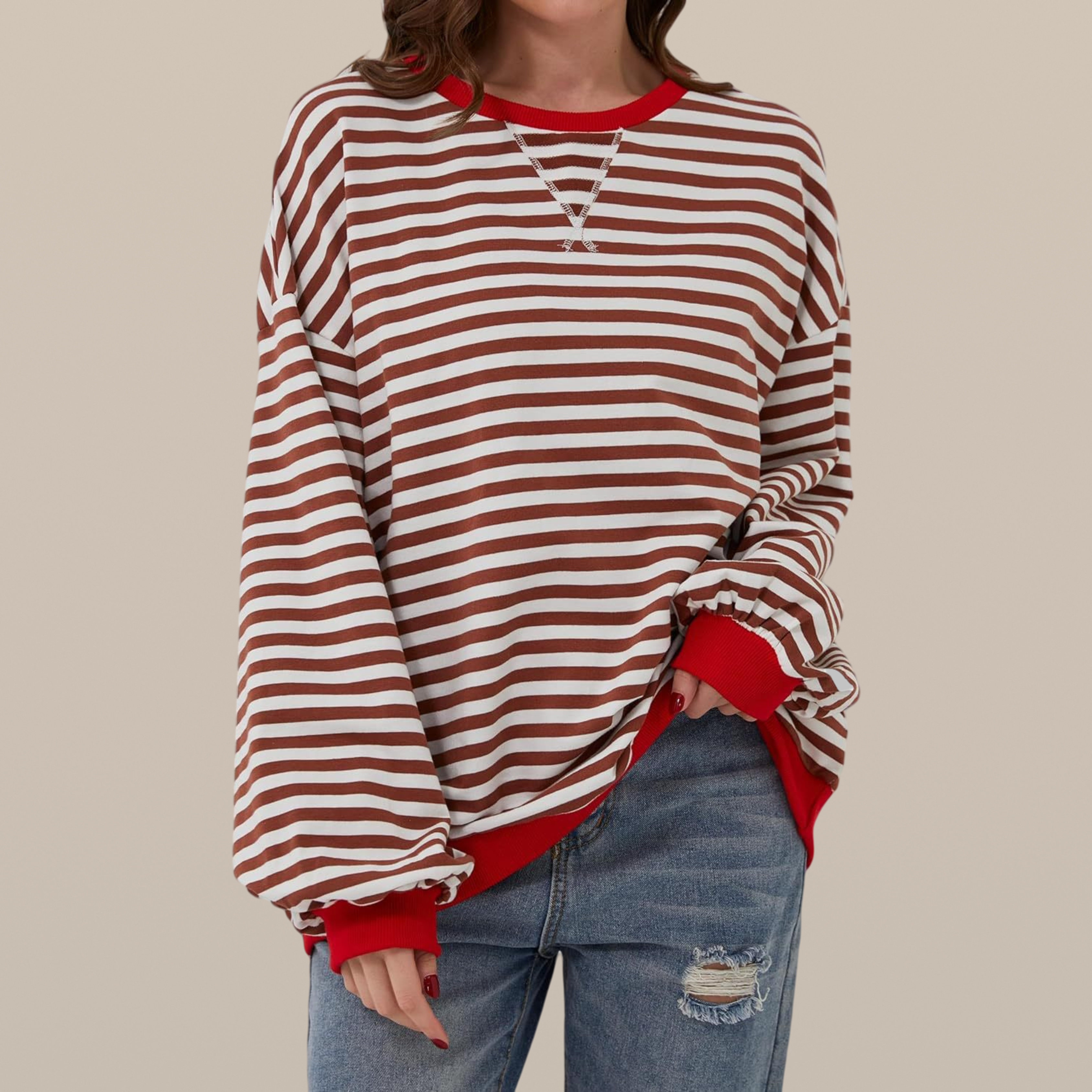 Leila – Striped Long-Sleeve Sweatshirt