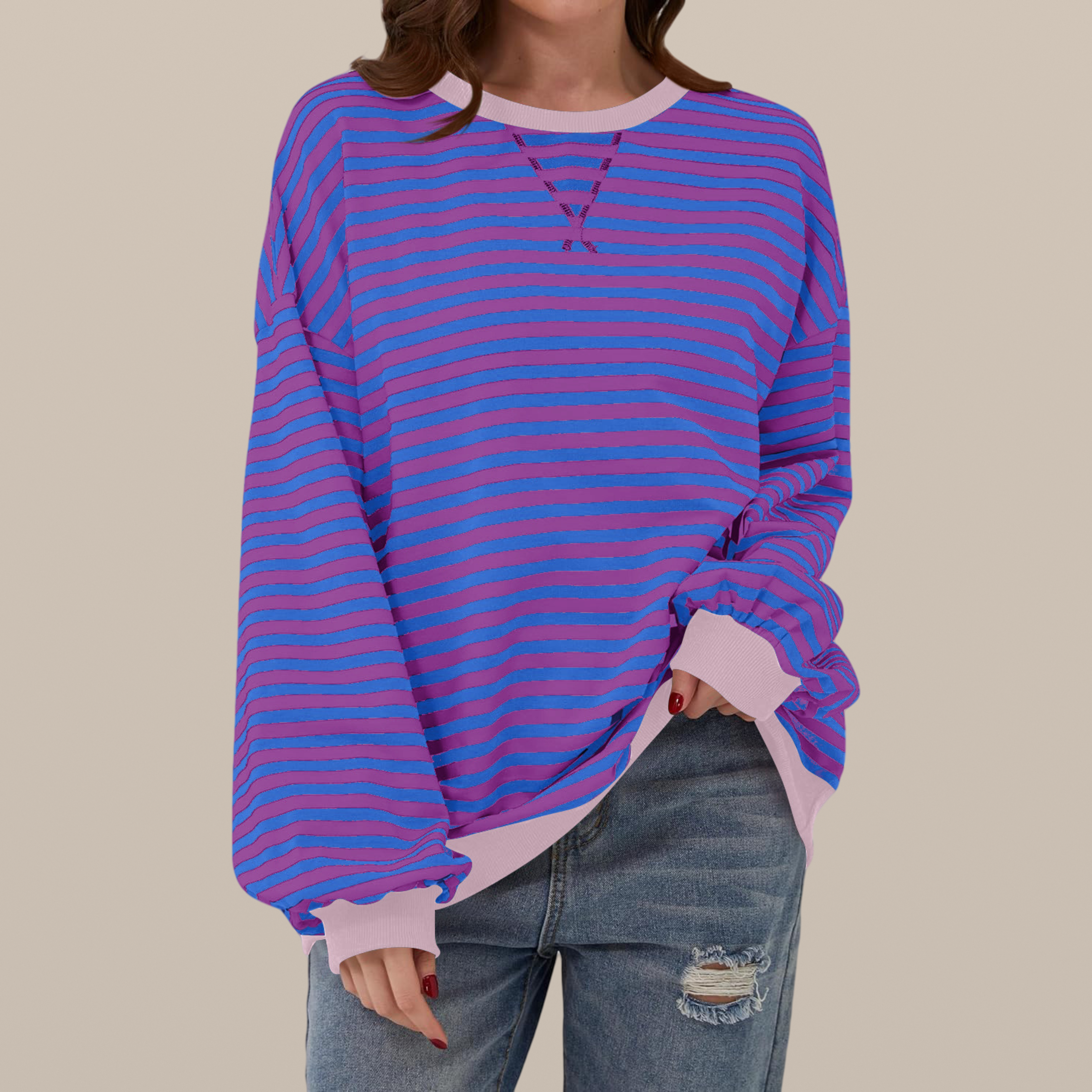 Leila – Striped Long-Sleeve Sweatshirt
