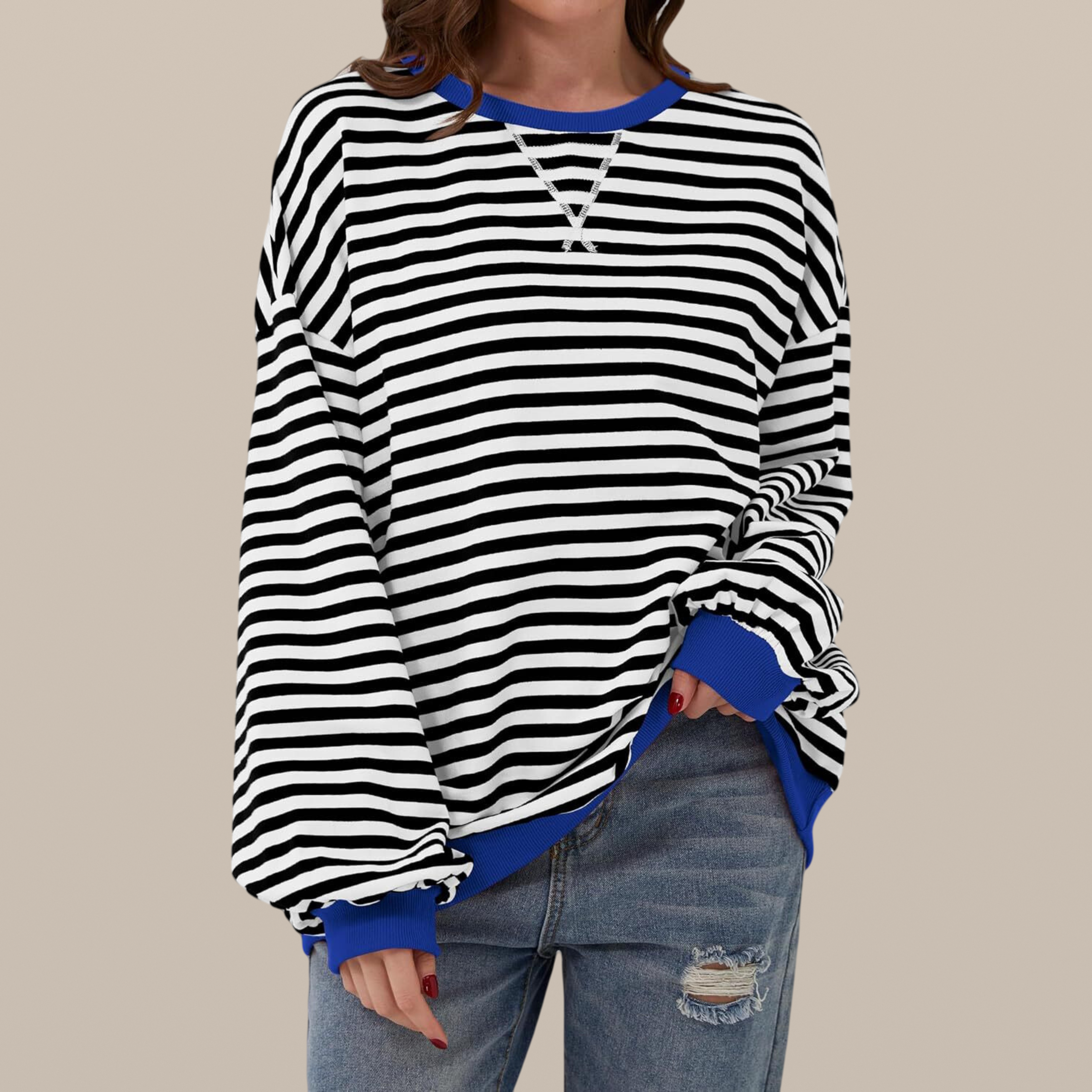 Leila – Striped Long-Sleeve Sweatshirt