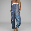 Boho Patchwork Dungarees in Blue