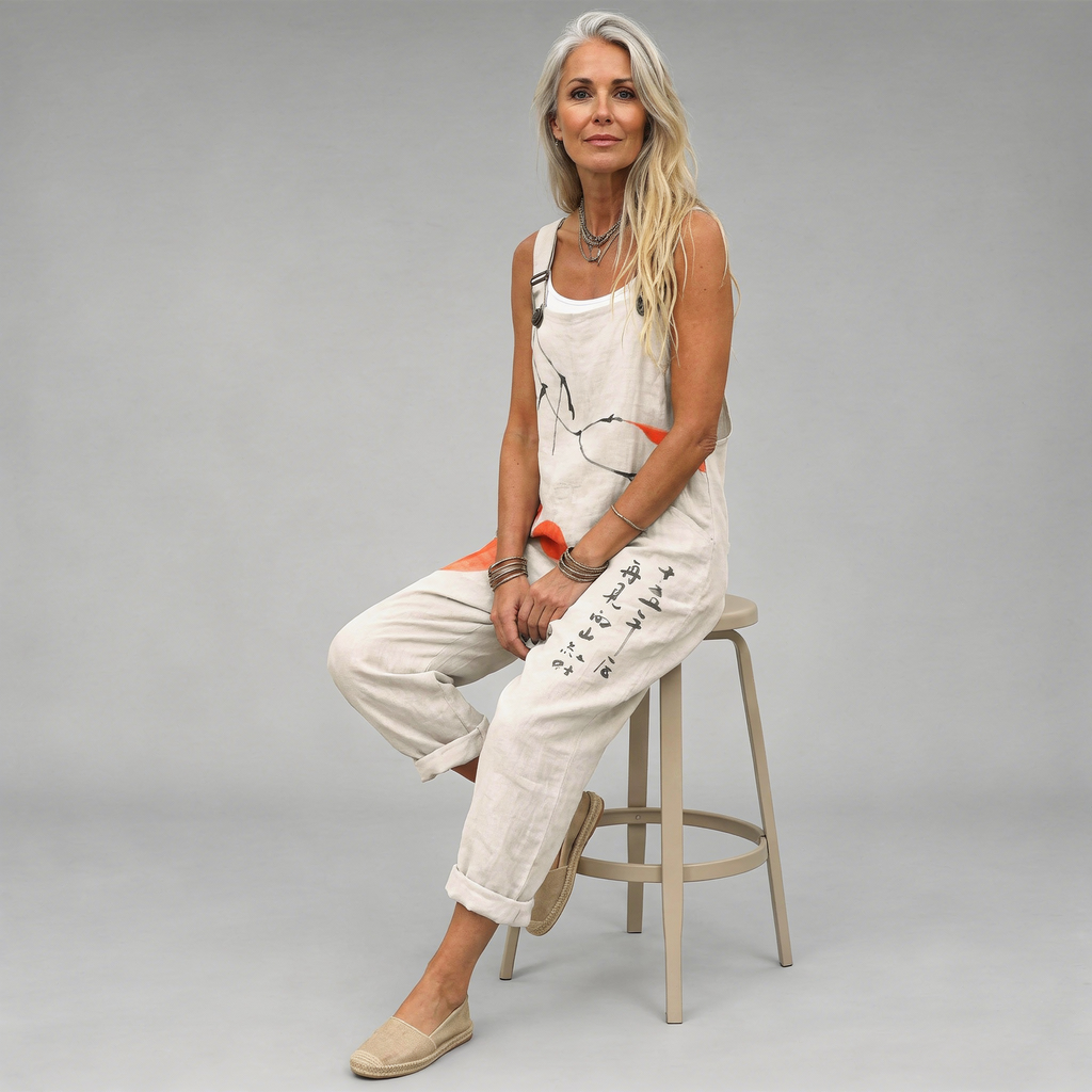 Dungarees with Ink Print