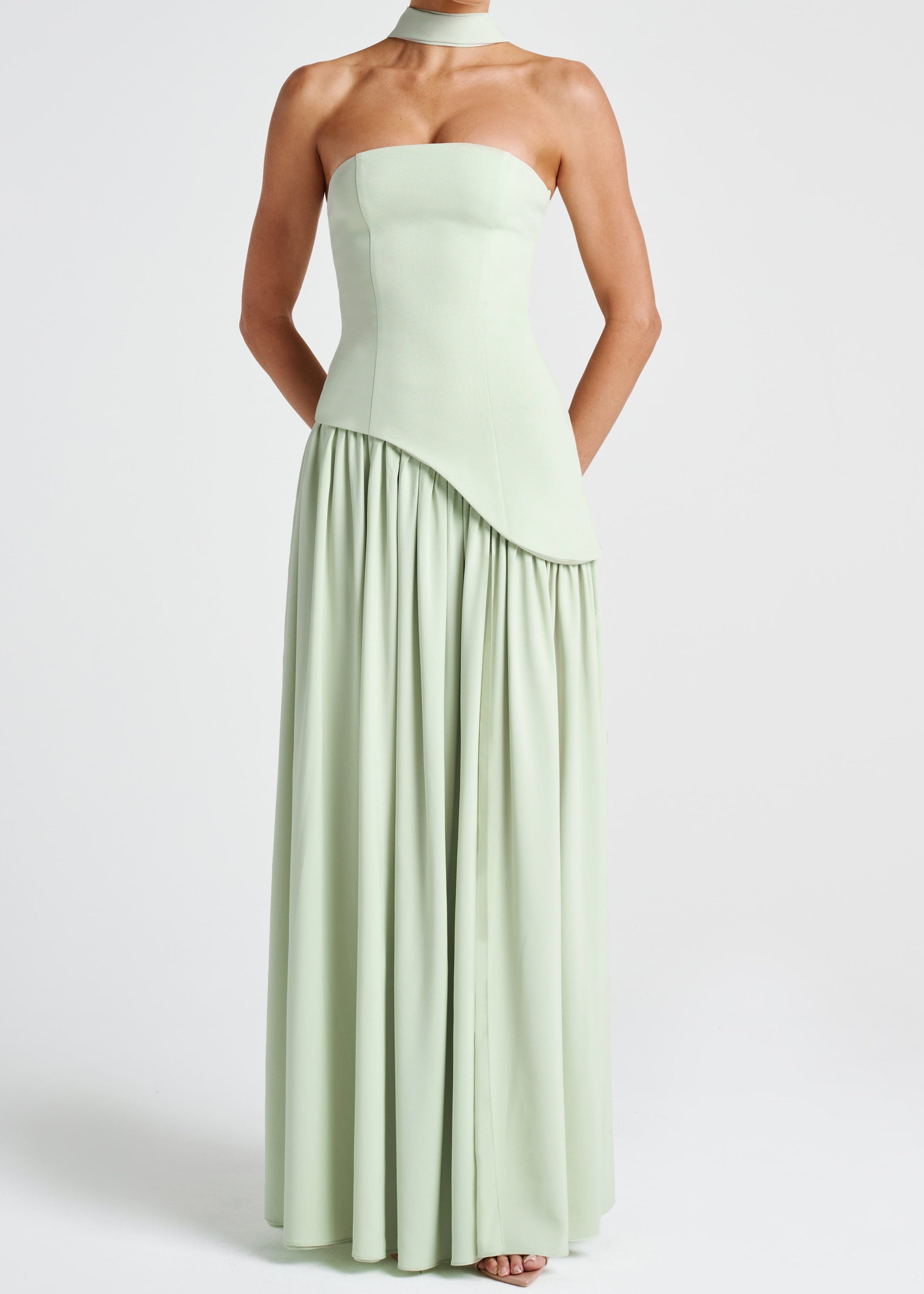 LINA | Strapless Maxi Dress with High Split