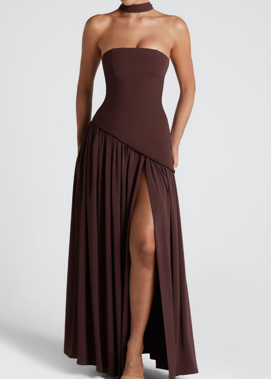 LINA | Strapless Maxi Dress with High Split