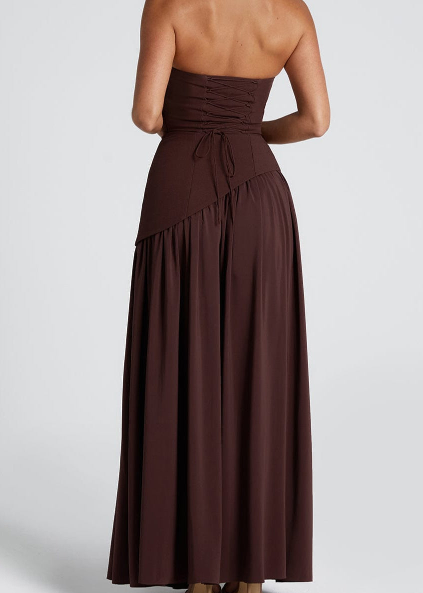 LINA | Strapless Maxi Dress with High Split