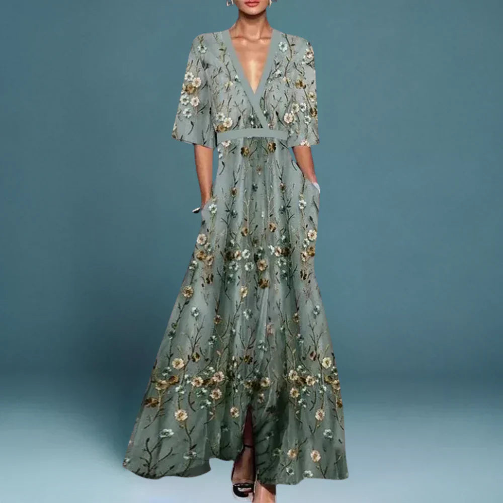 Ladies Floral A-Line Maxi Dress