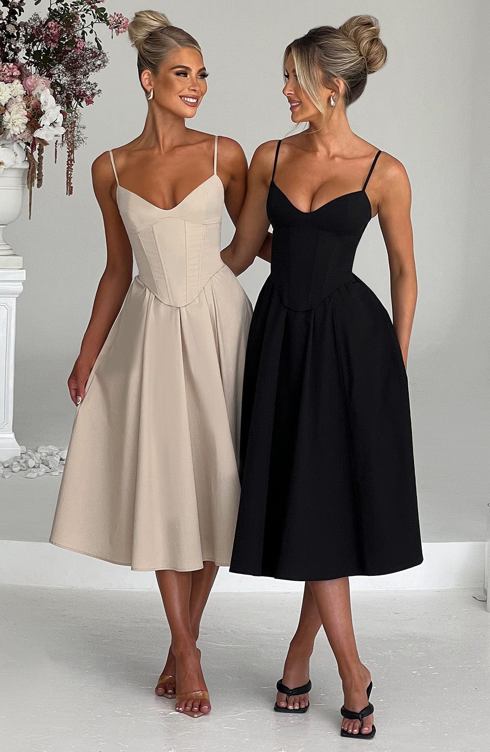 MAILEEN | Elegant Midi Dress in Corset Style