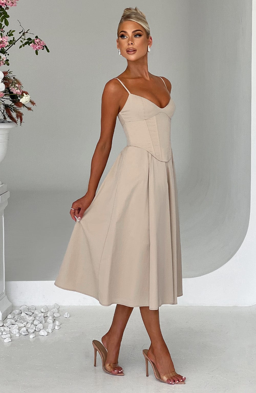 MAILEEN | Elegant Midi Dress in Corset Style