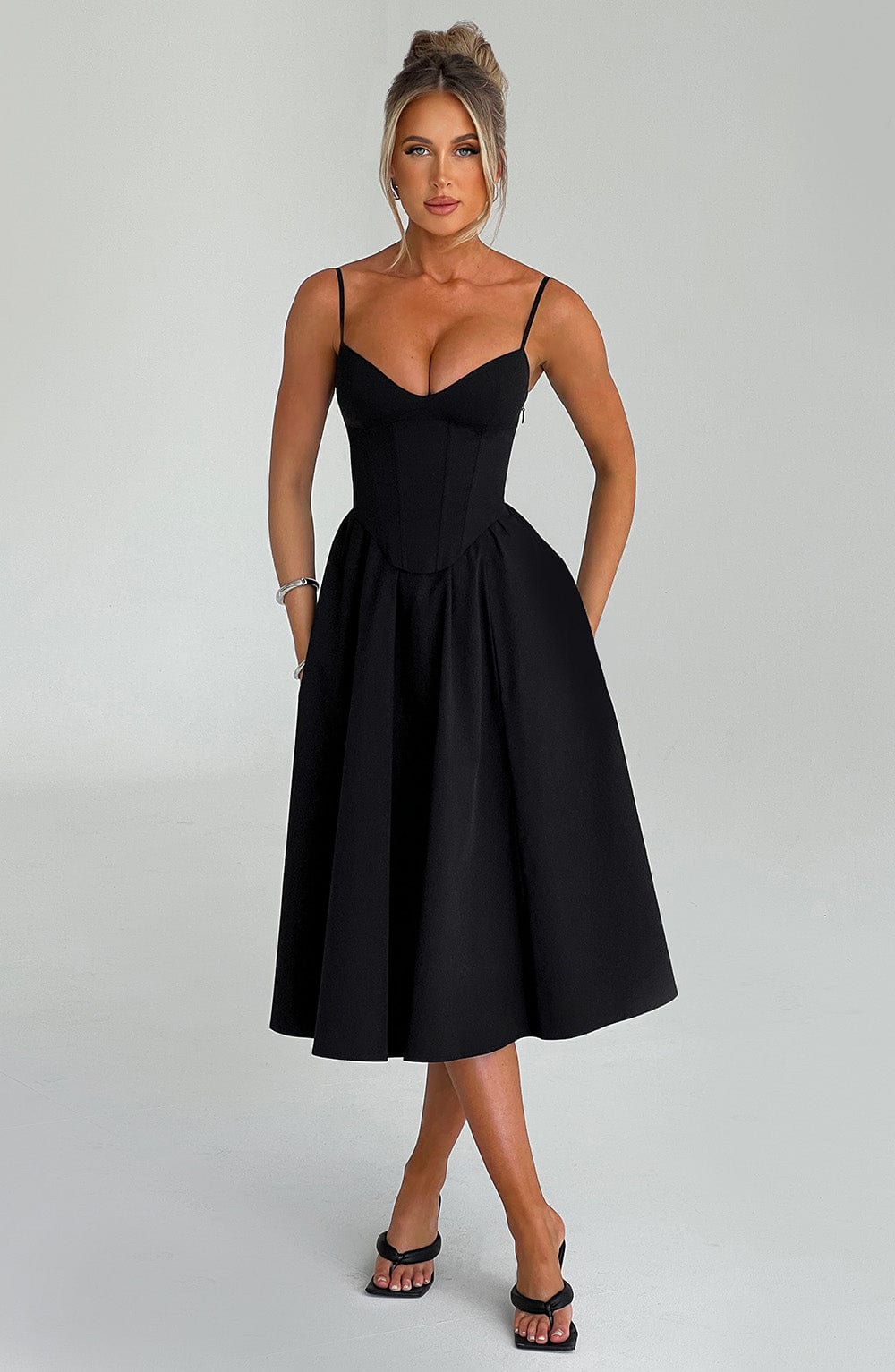 MAILEEN | Elegant Midi Dress in Corset Style